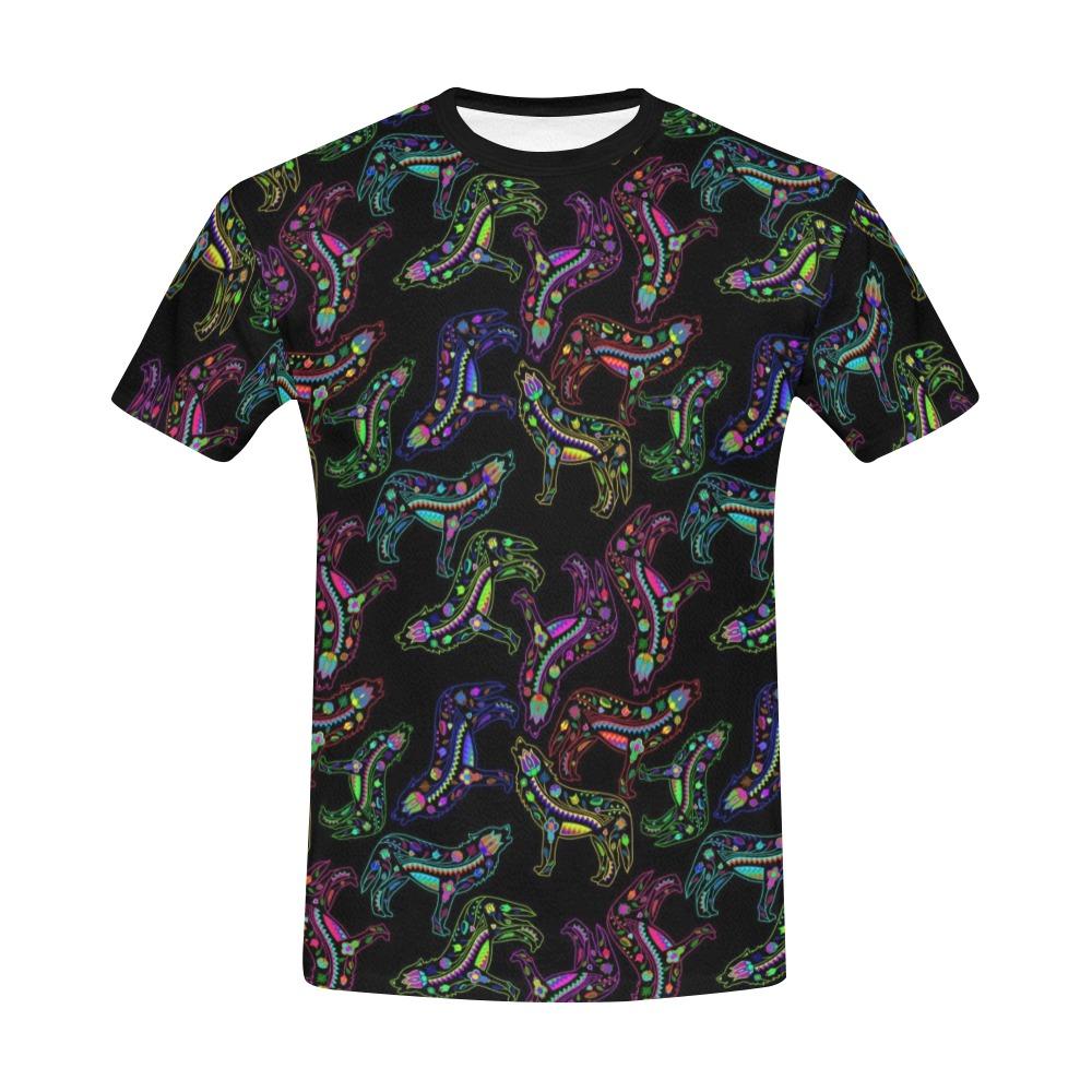 Floral Wolf All Over Print T-Shirt for Men (USA Size) (Model T40) All Over Print T-Shirt for Men (T40) e-joyer