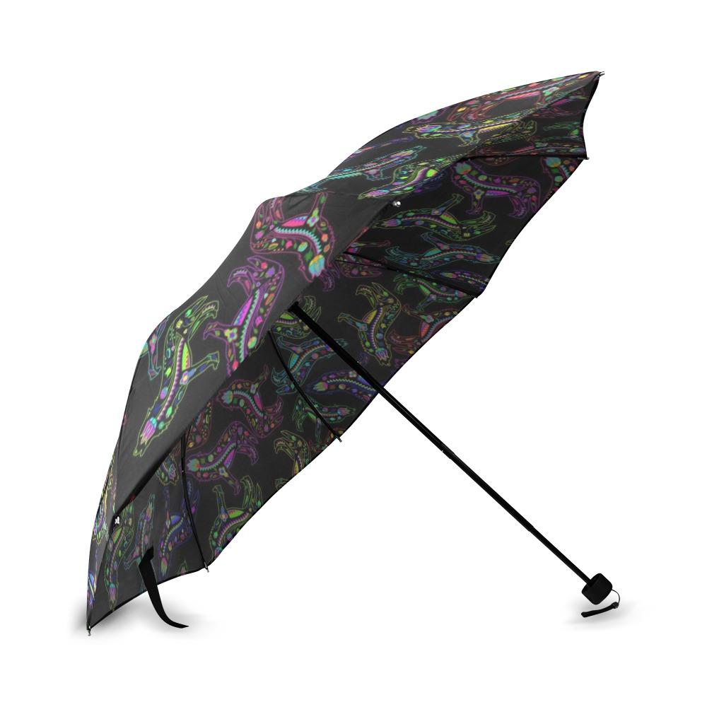 Floral Wolf Foldable Umbrella (Model U01) Foldable Umbrella e-joyer