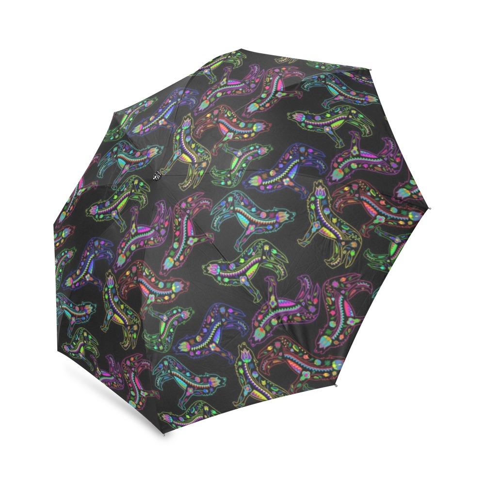 Floral Wolf Foldable Umbrella (Model U01) Foldable Umbrella e-joyer