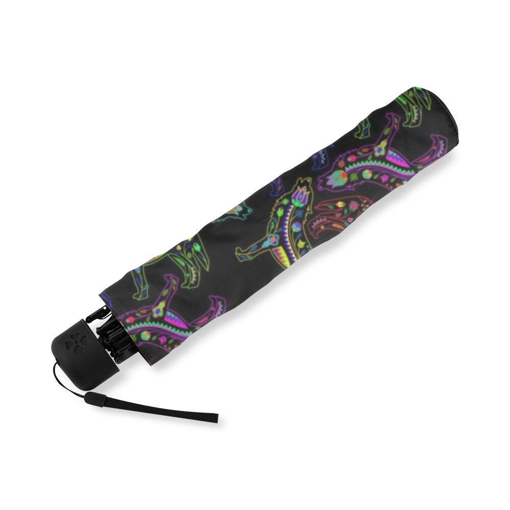 Floral Wolf Foldable Umbrella (Model U01) Foldable Umbrella e-joyer
