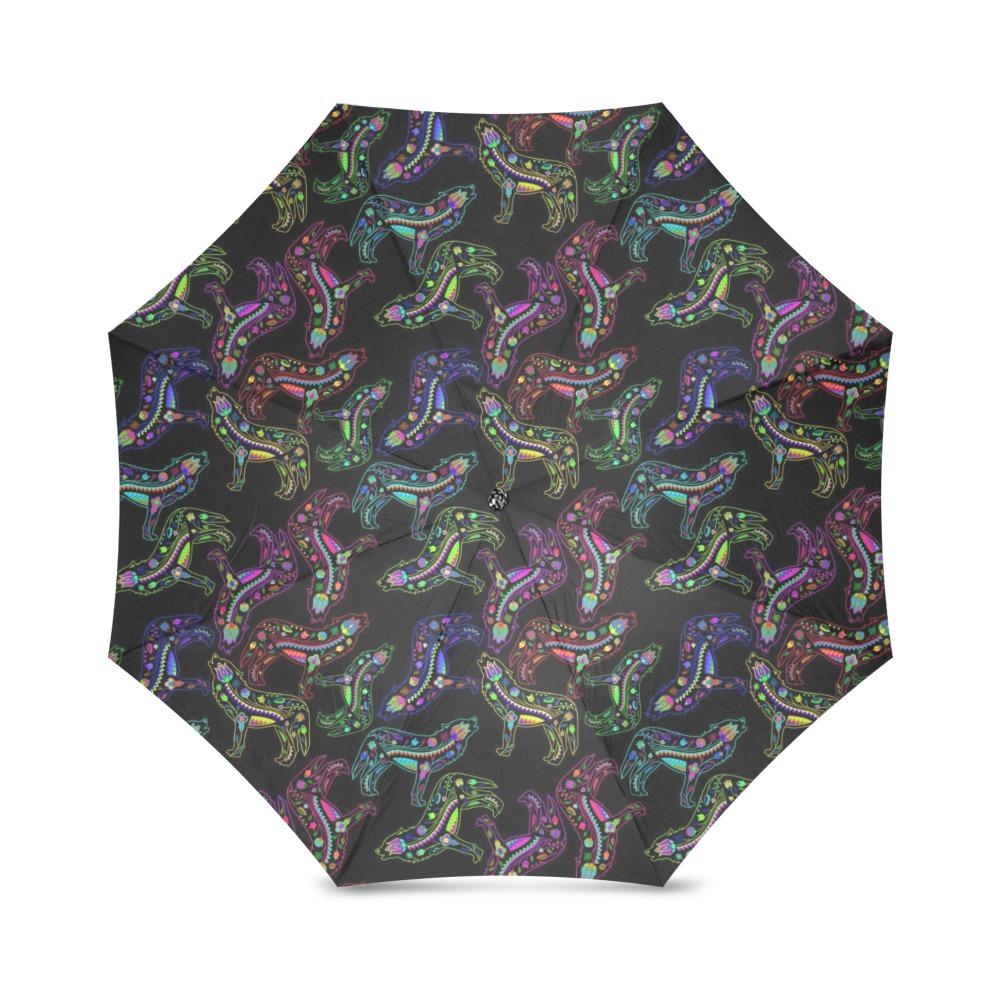 Floral Wolf Foldable Umbrella (Model U01) Foldable Umbrella e-joyer