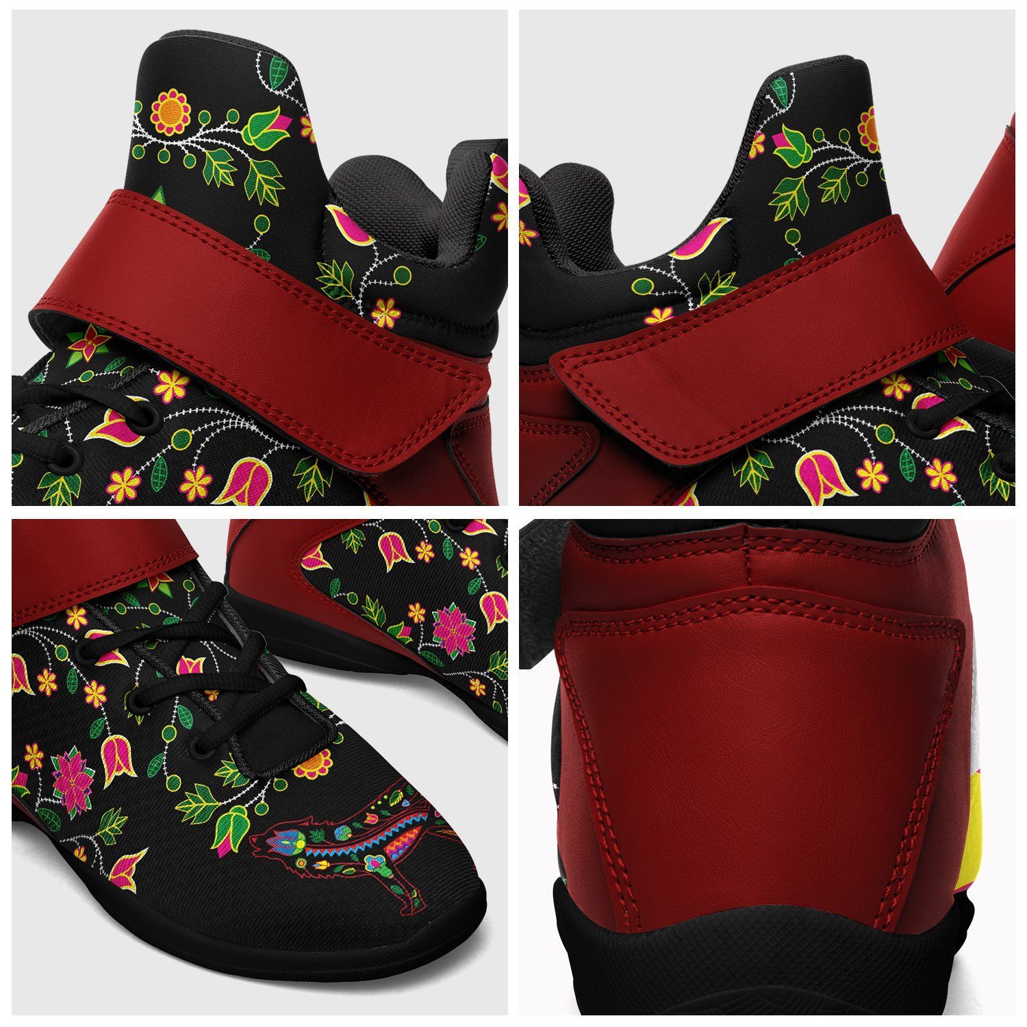 Floral Wolf Ipottaa Basketball / Sport High Top Shoes - Black Sole 49 Dzine