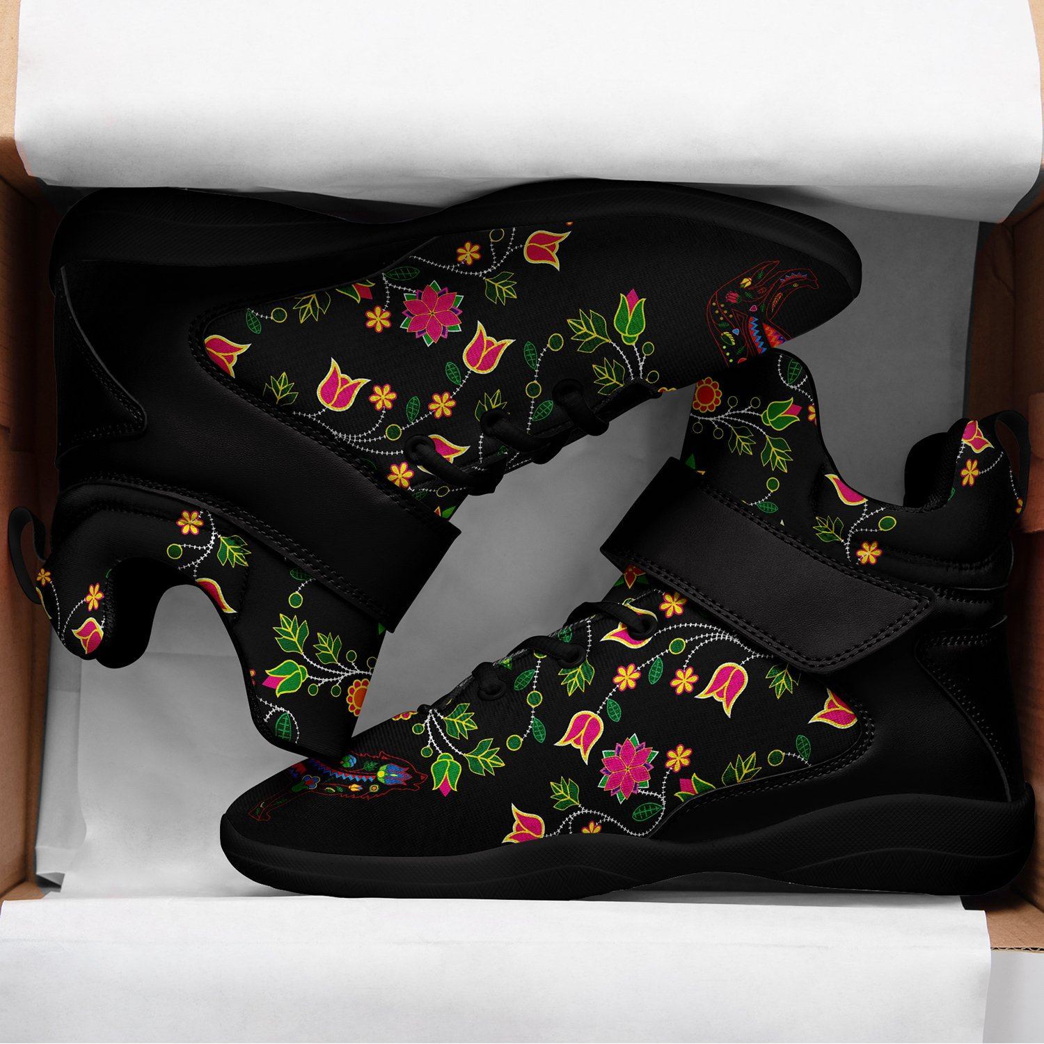 Floral Wolf Ipottaa Basketball / Sport High Top Shoes - Black Sole 49 Dzine