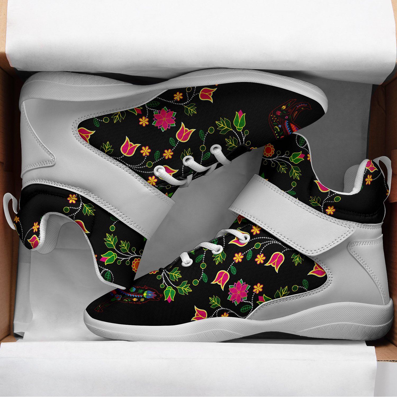 Floral Wolf Ipottaa Basketball / Sport High Top Shoes - White Sole 49 Dzine