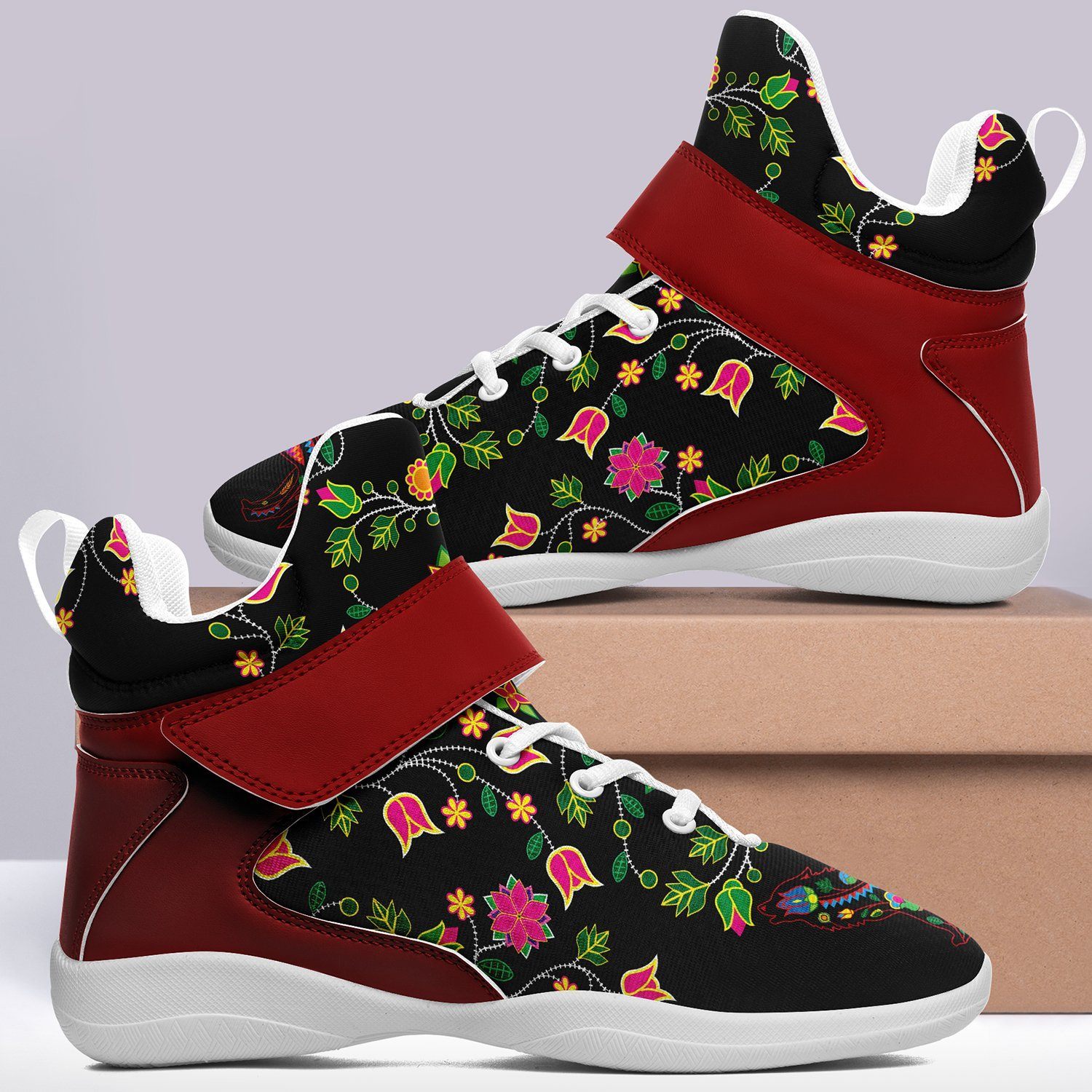 Floral Wolf Ipottaa Basketball / Sport High Top Shoes - White Sole 49 Dzine