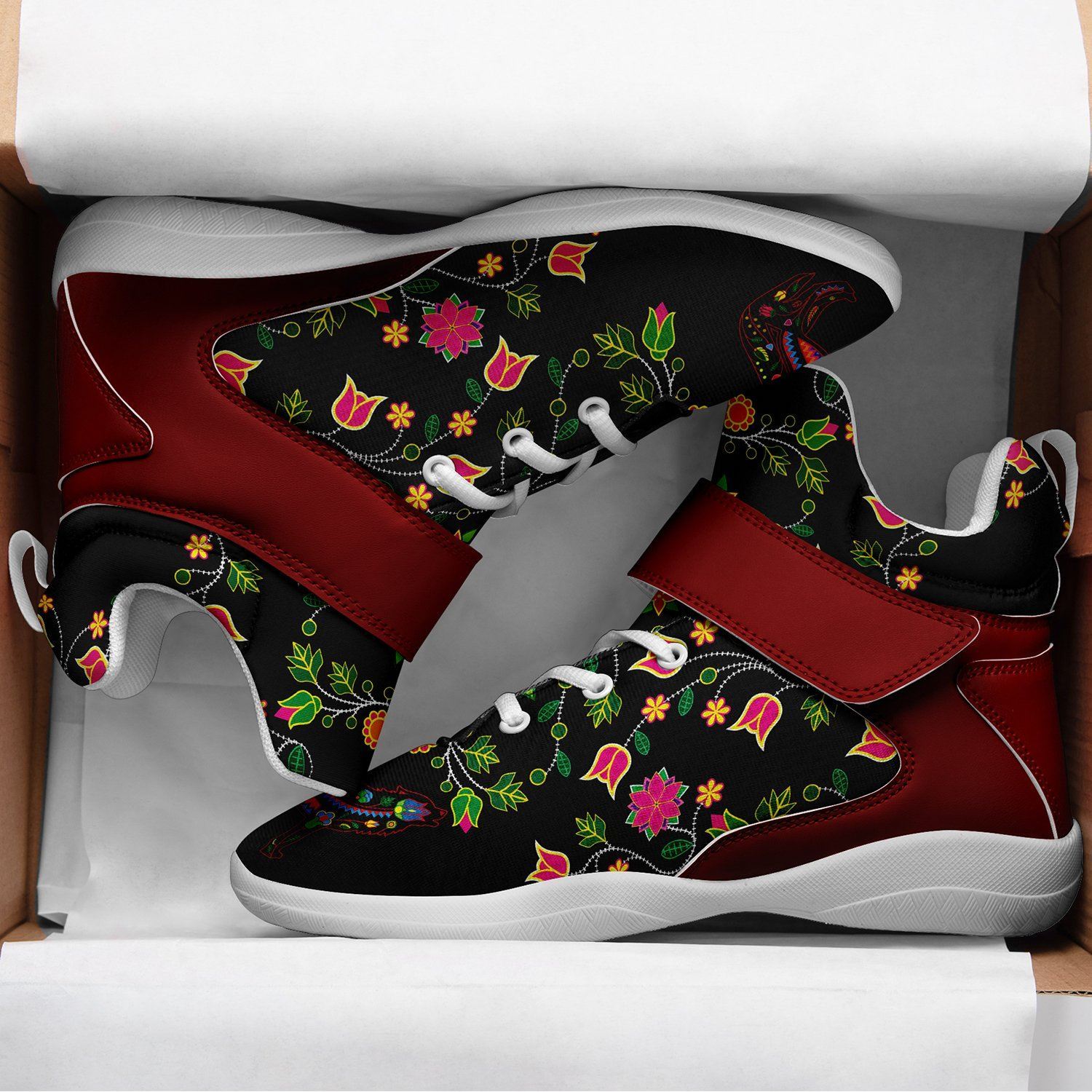 Floral Wolf Ipottaa Basketball / Sport High Top Shoes - White Sole 49 Dzine