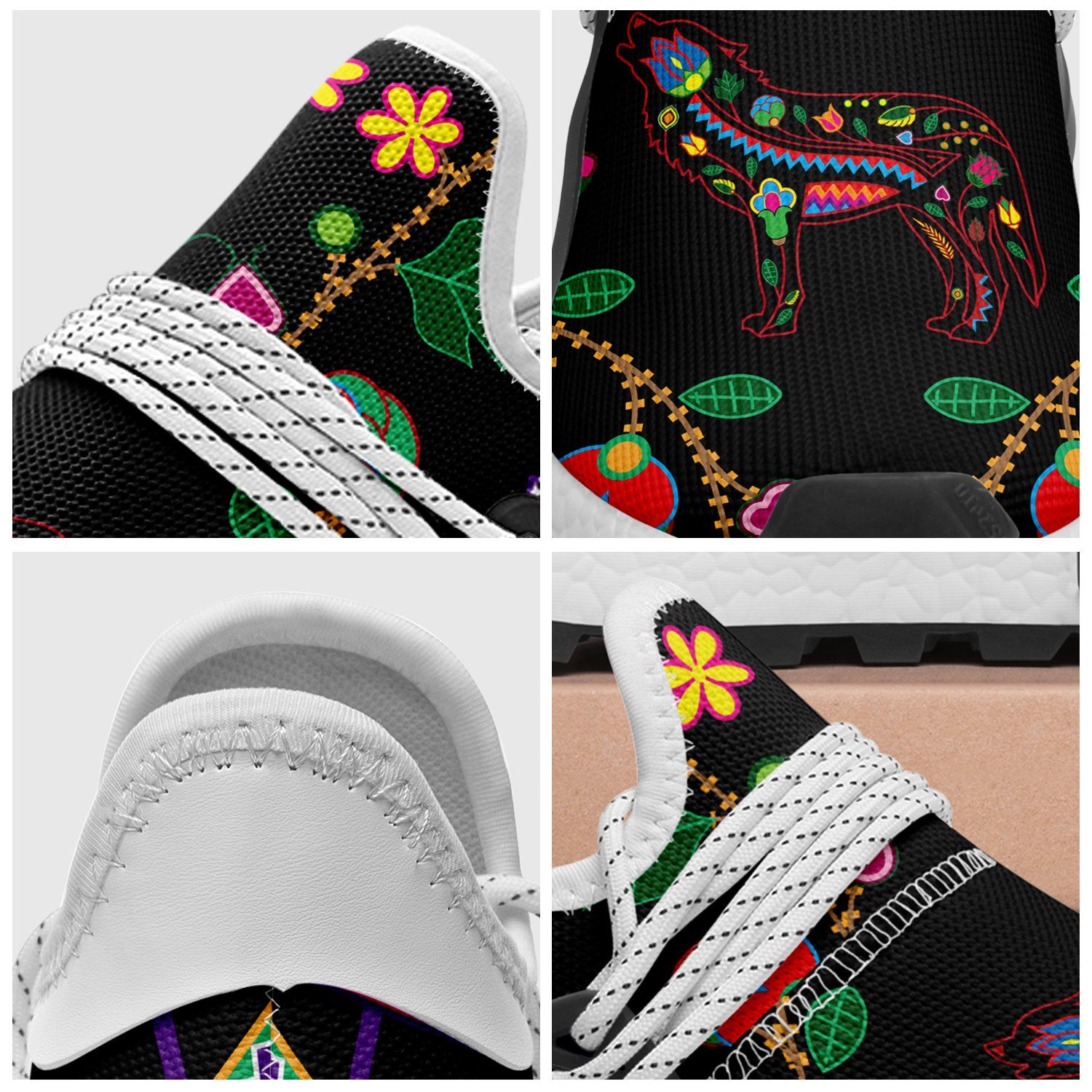Floral Wolf Okaki Sneakers Shoes 49 Dzine