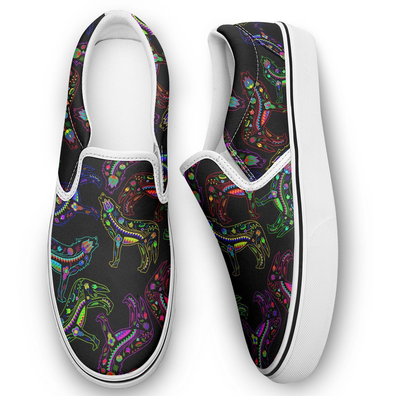 Floral Wolf Otoyimm Canvas Slip On Shoes otoyimm Herman