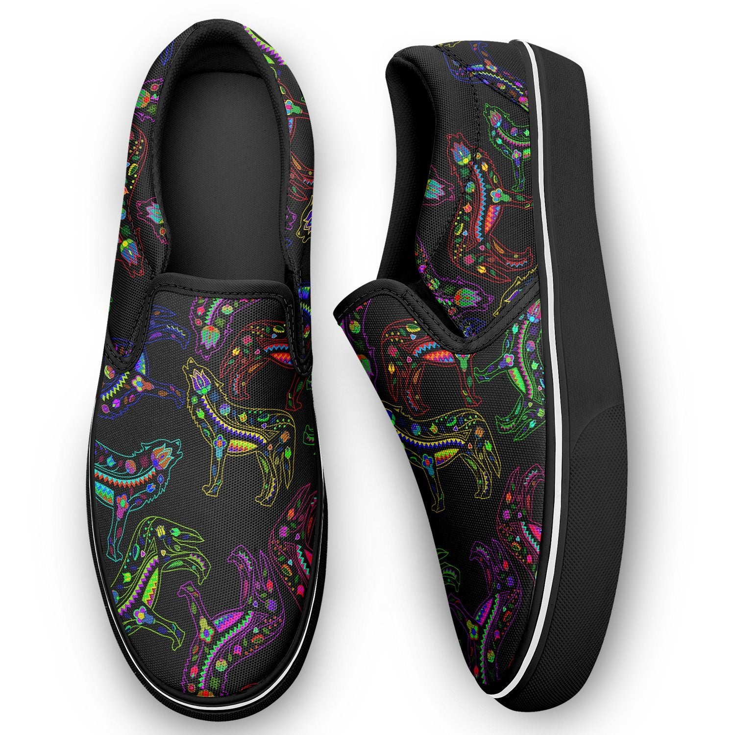 Floral Wolf Otoyimm Canvas Slip On Shoes otoyimm Herman