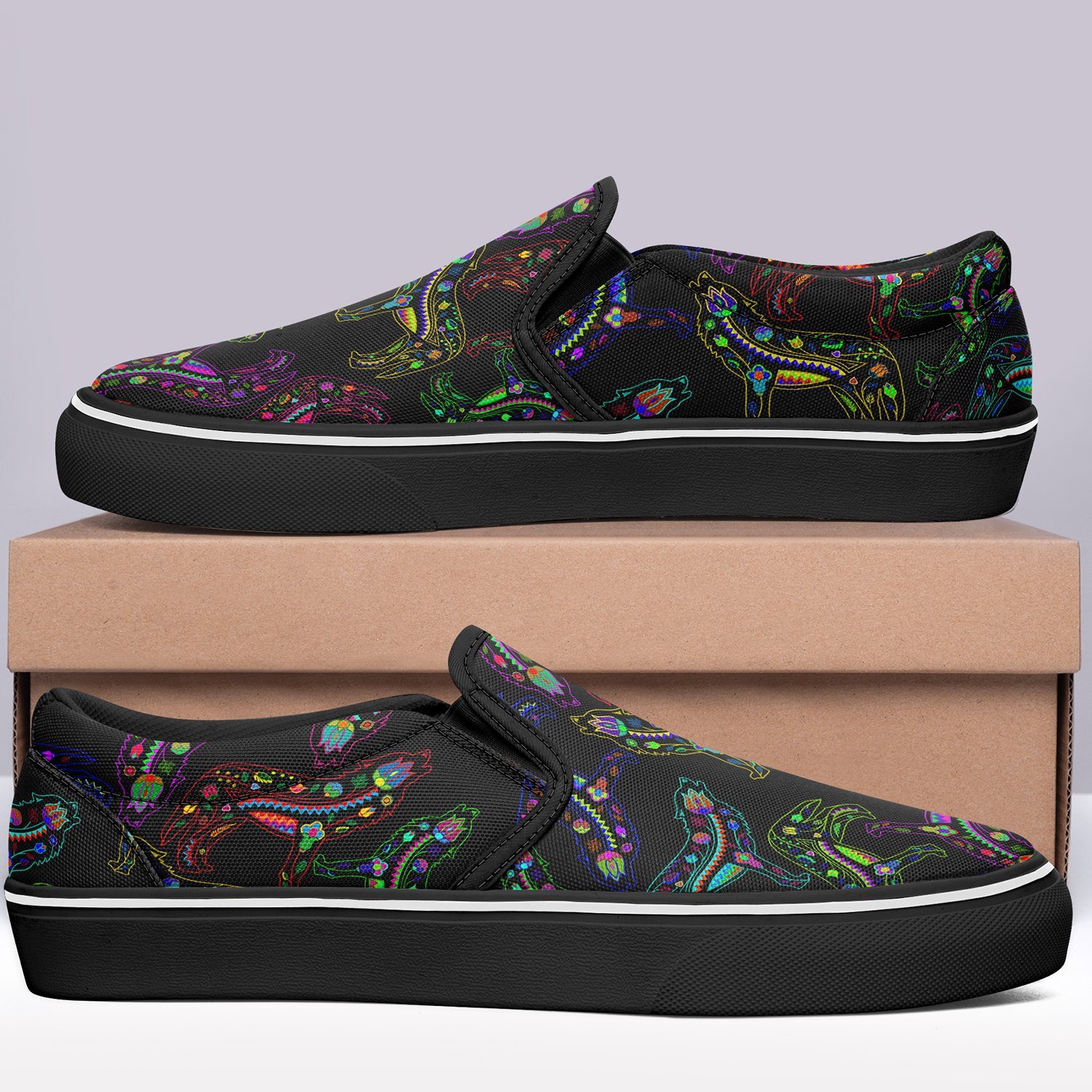 Floral Wolf Otoyimm Canvas Slip On Shoes otoyimm Herman