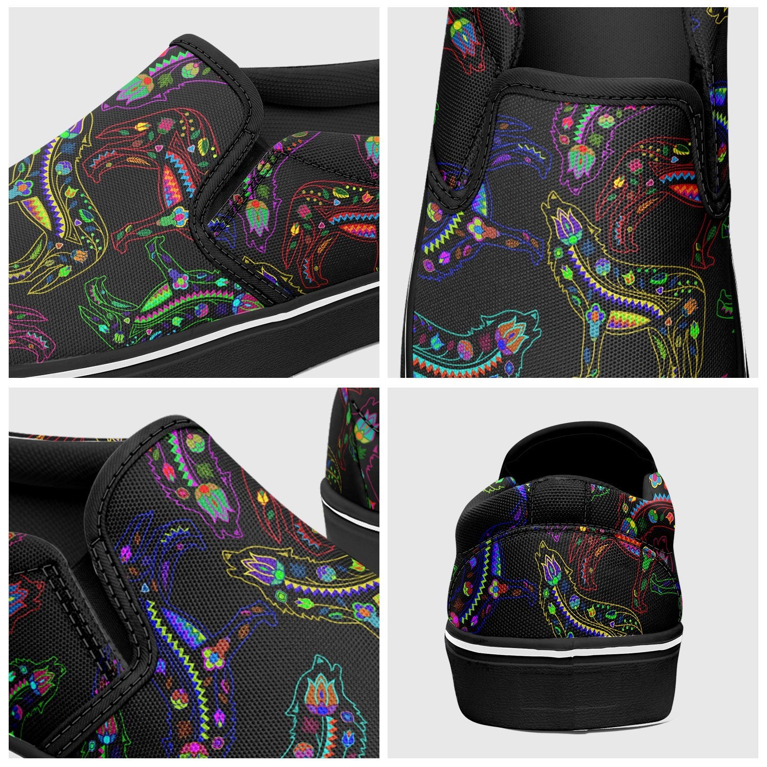 Floral Wolf Otoyimm Canvas Slip On Shoes otoyimm Herman