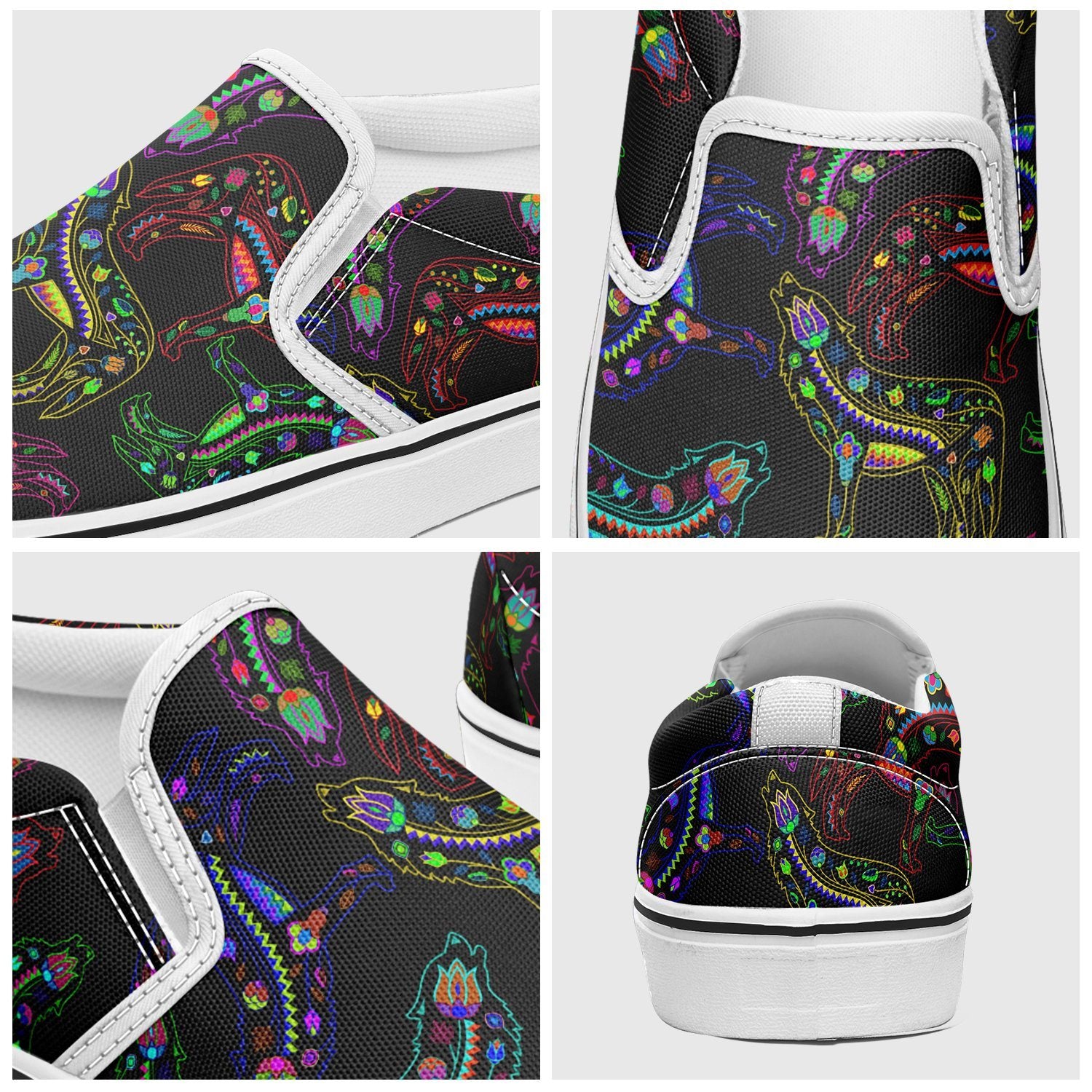Floral Wolf Otoyimm Canvas Slip On Shoes otoyimm Herman
