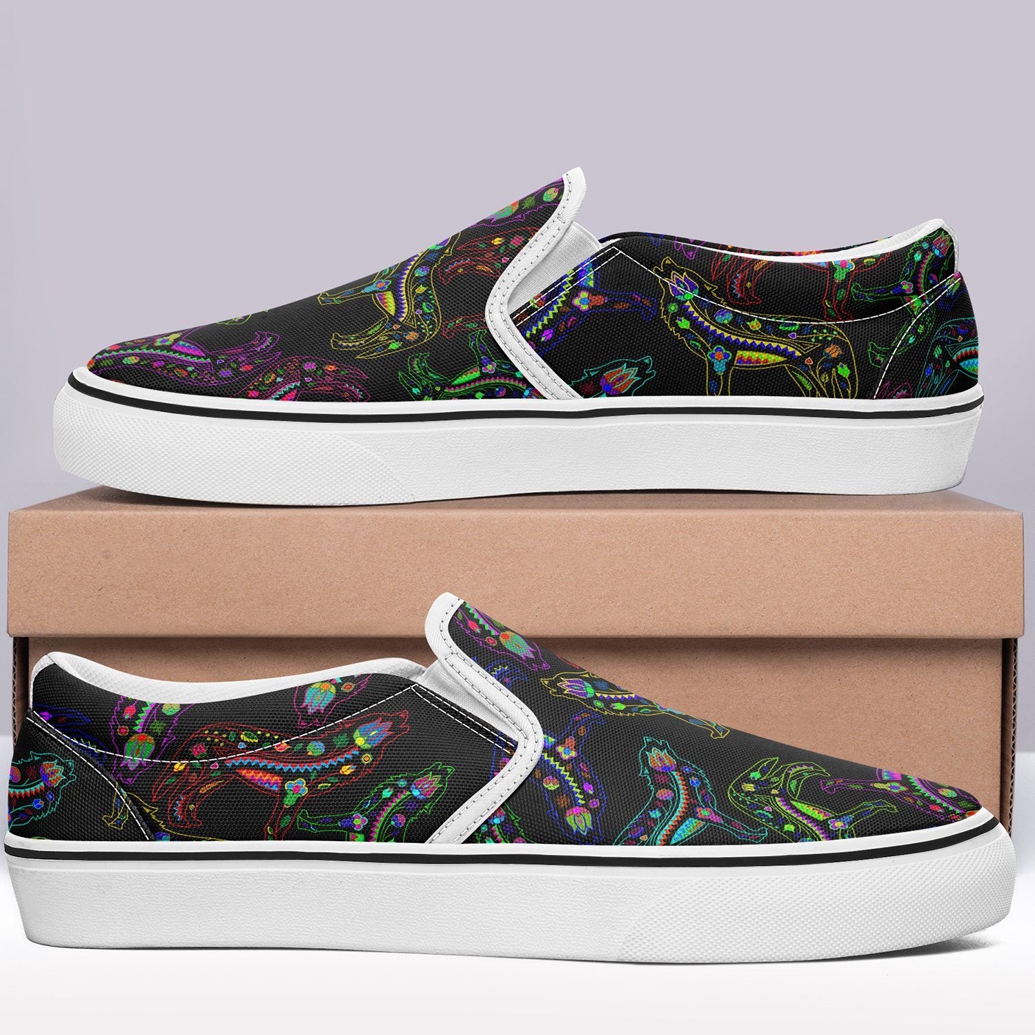 Floral Wolf Otoyimm Canvas Slip On Shoes otoyimm Herman