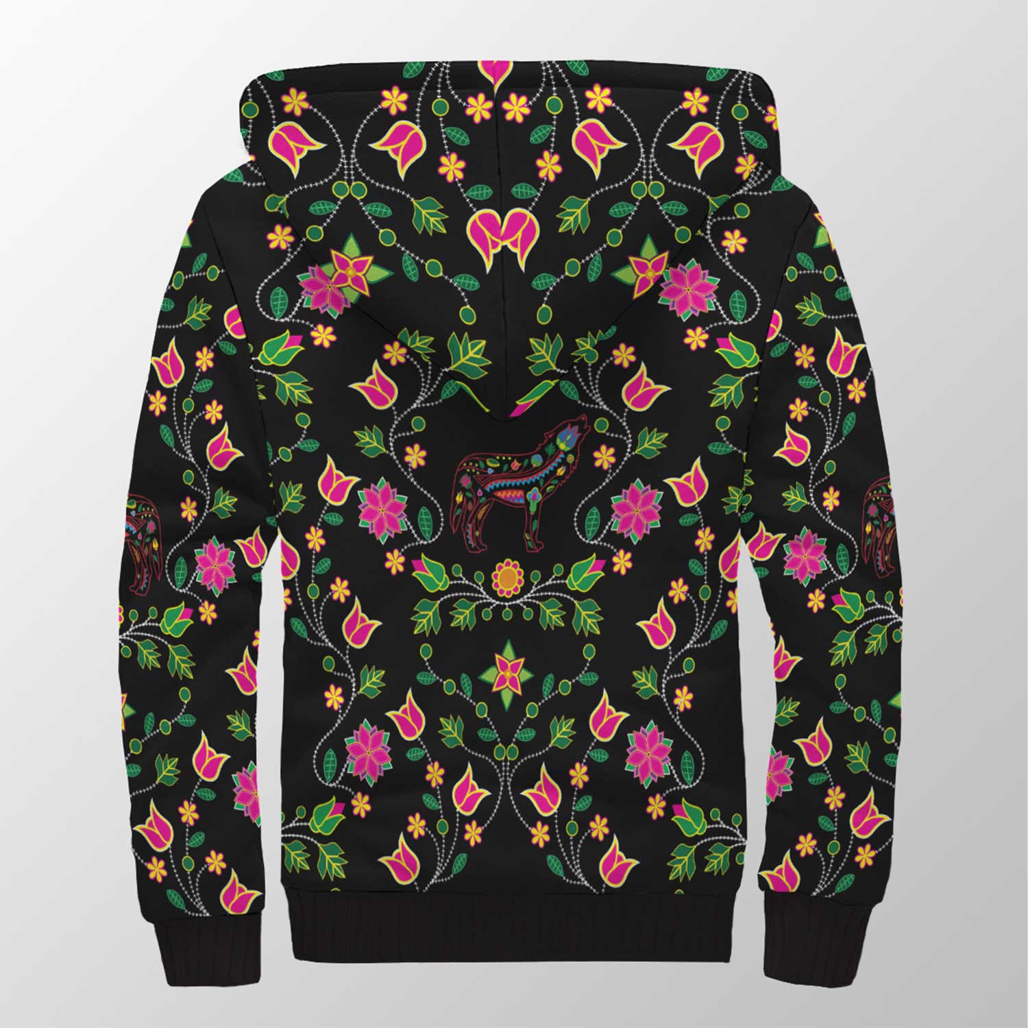 Floral Wolf Sherpa Hoodie 49 Dzine