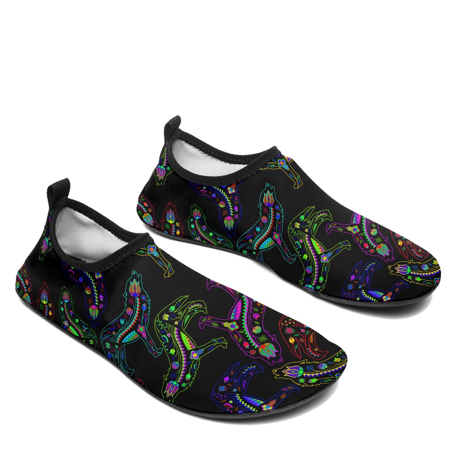 Floral Wolf Sockamoccs Kid's Slip On Shoes Herman