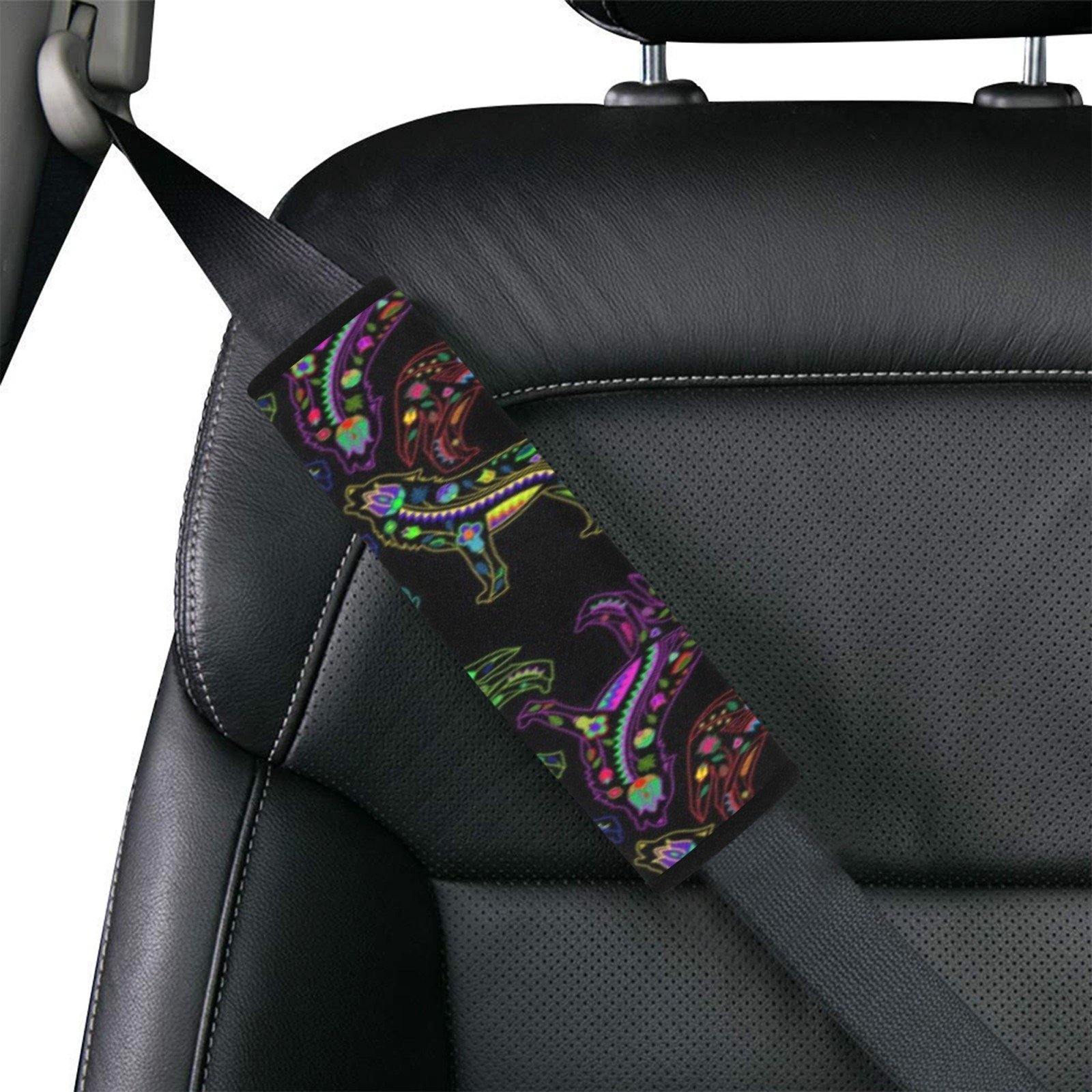 Floral Wolves Car Seat Belt Cover 7''x12.6'' (Pack of 2) Car Seat Belt Cover 7x12.6 (Pack of 2) e-joyer