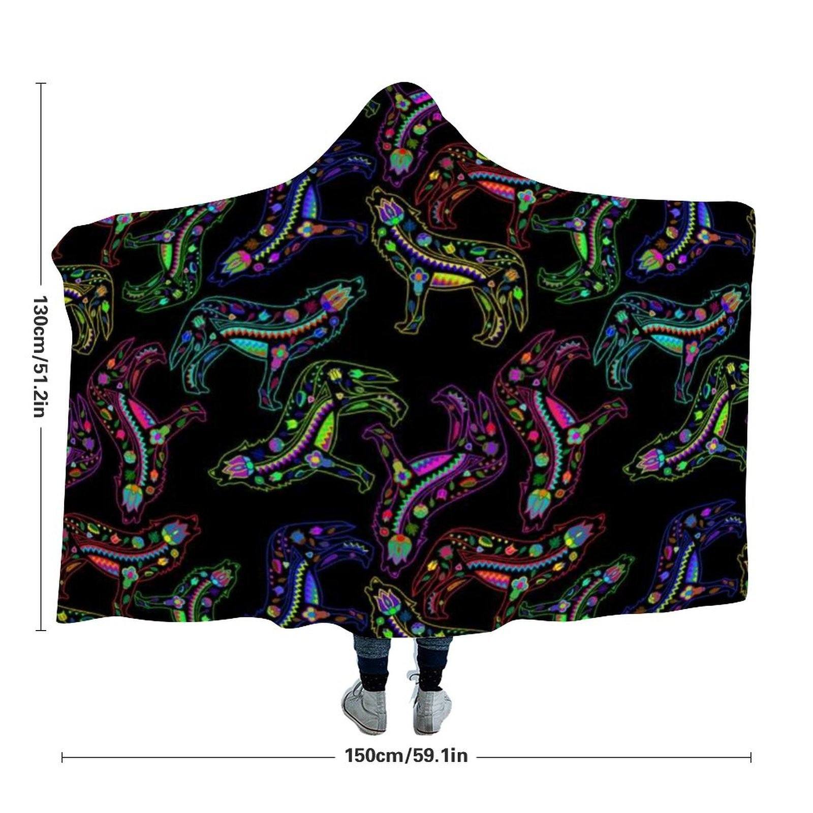 Floral Wolves Hooded Blanket blanket 49 Dzine