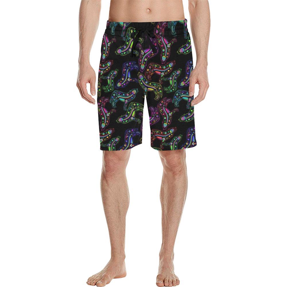 Floral Wolves Men's All Over Print Casual Shorts (Model L23) Men's Casual Shorts (L23) e-joyer