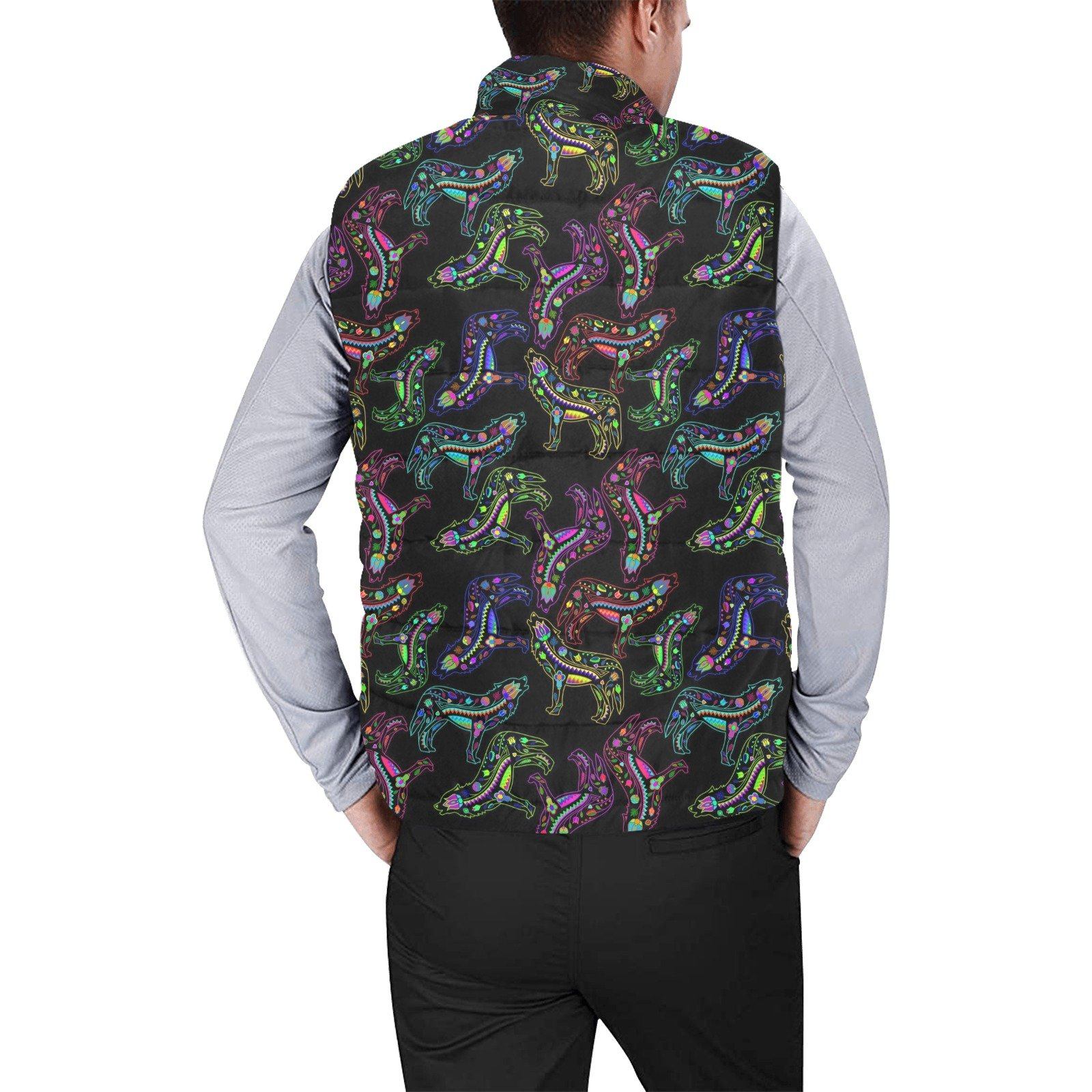 Floral Wolves Men's Padded Vest Jacket (Model H44) Men's Padded Vest Jacket (H44) e-joyer