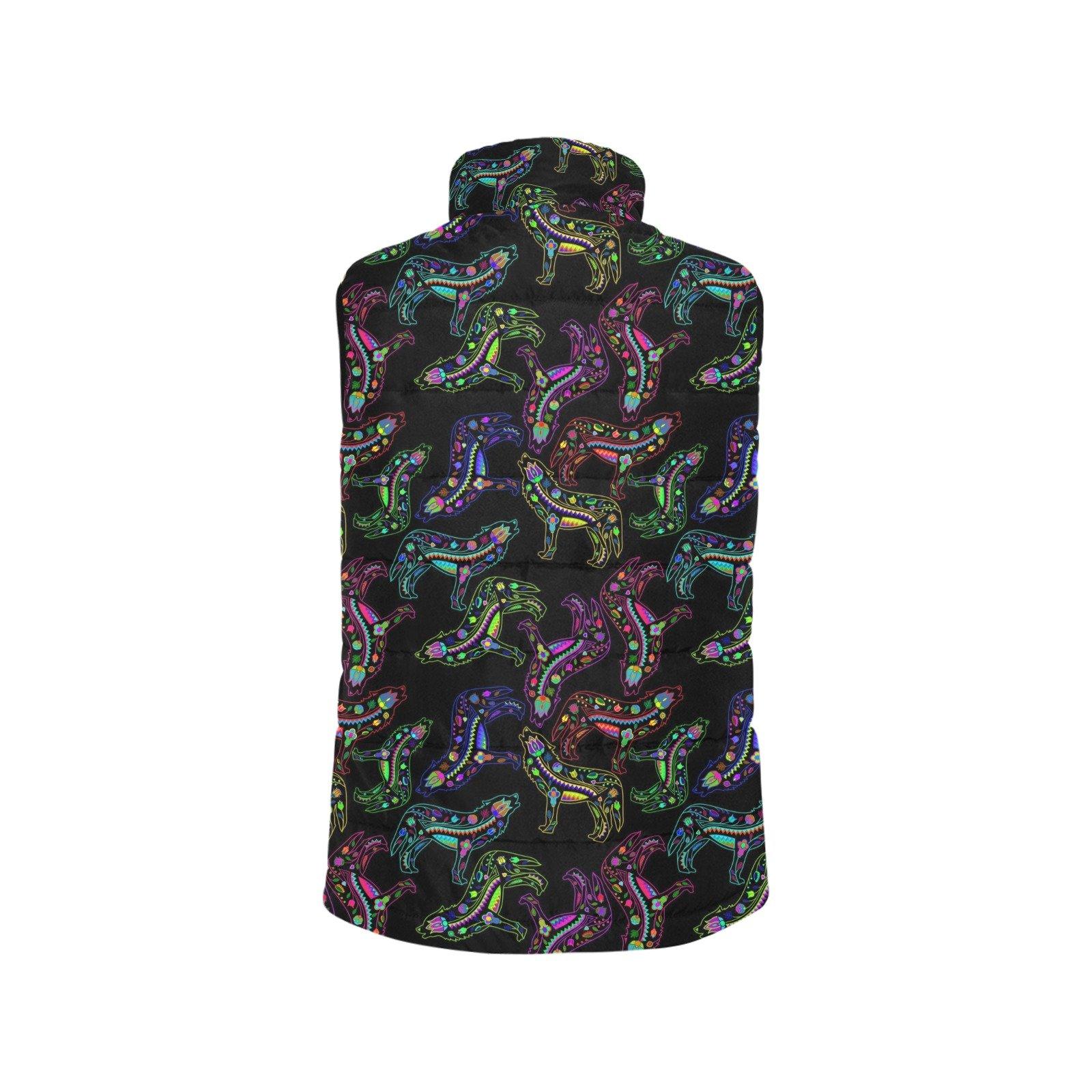 Floral Wolves Men's Padded Vest Jacket (Model H44) Men's Padded Vest Jacket (H44) e-joyer