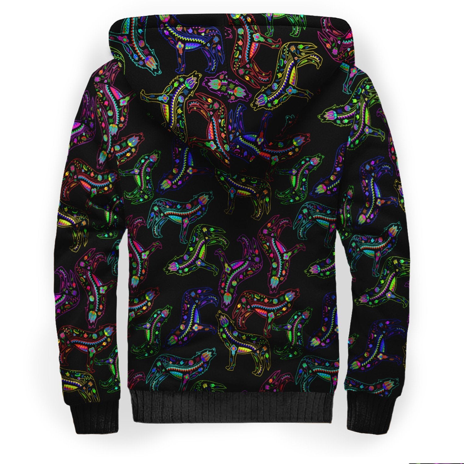 Floral Wolves Sherpa Hoodie hoodie Herman