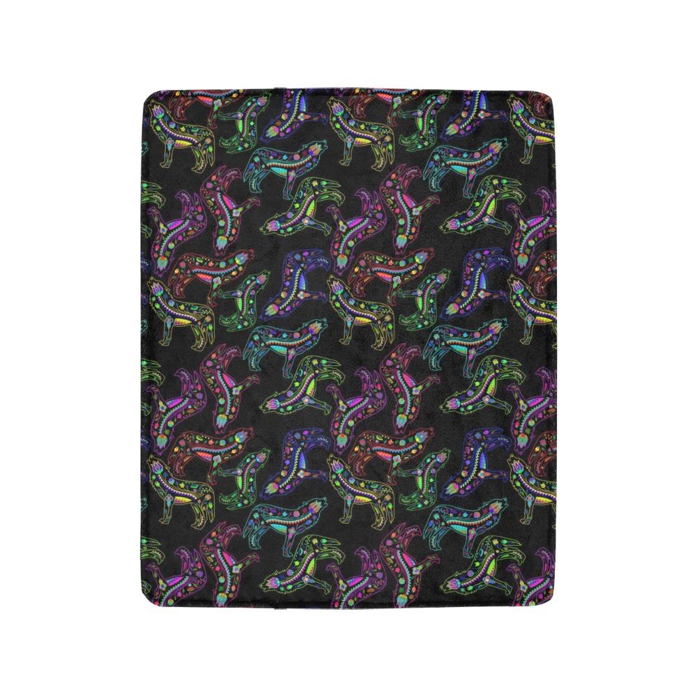 Floral Wolves Ultra-Soft Micro Fleece Blanket 40"x50" Ultra-Soft Blanket 40''x50'' e-joyer