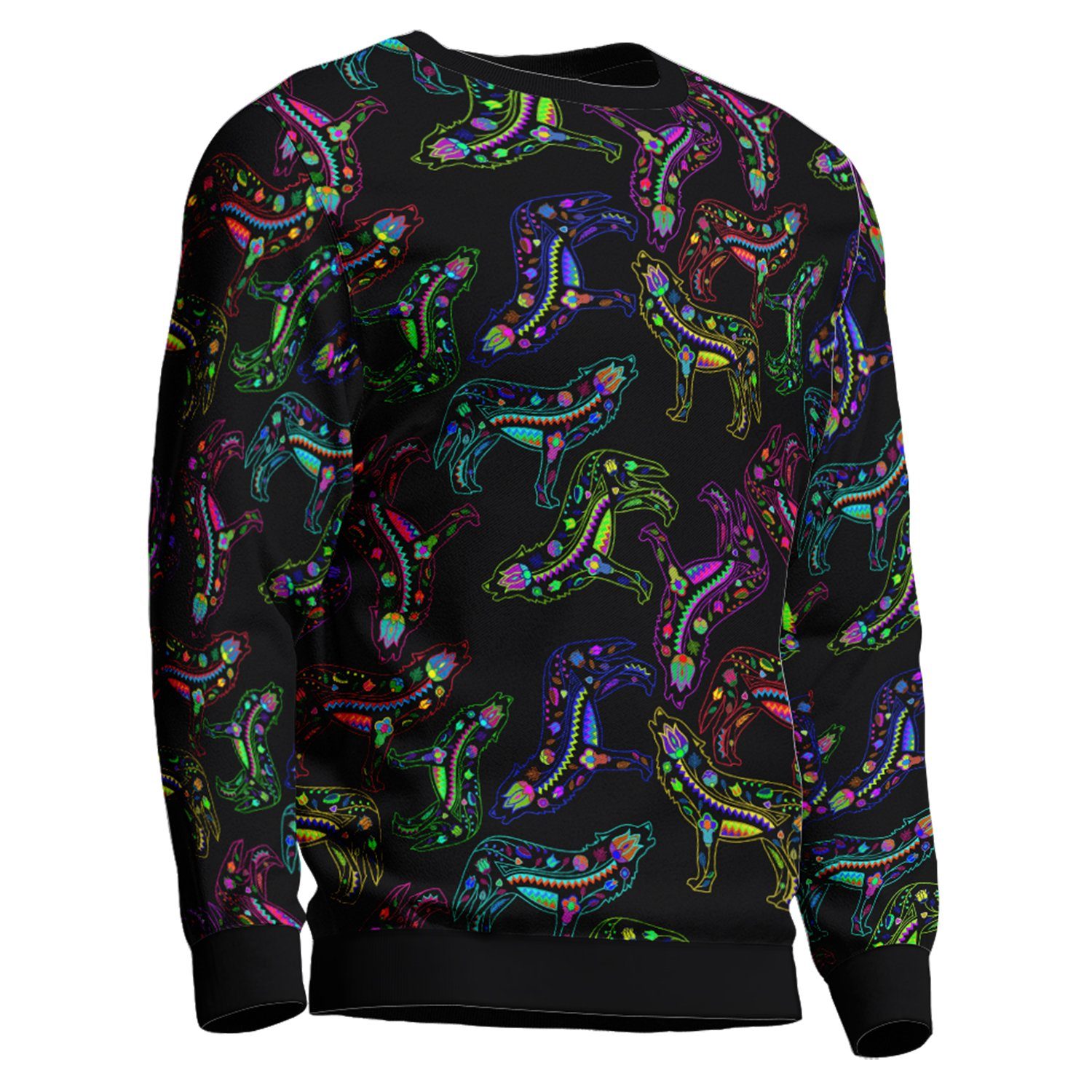 Floral Wolves Unisex Crewneck Long Sleeve Top 49 Dzine