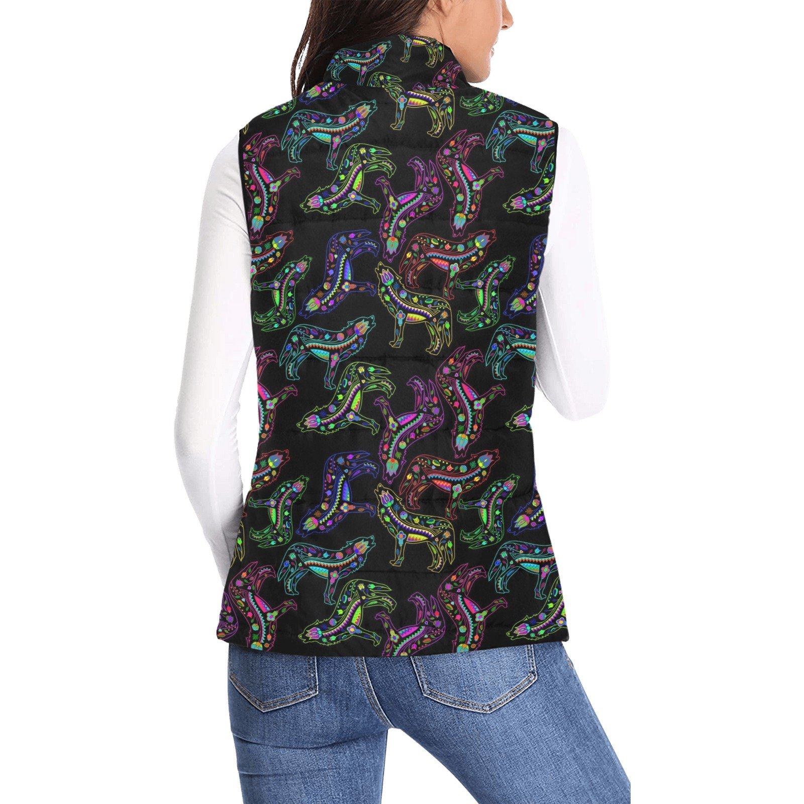 Floral Wolves Women's Padded Vest Jacket (Model H44) Women's Padded Vest Jacket (H44) e-joyer
