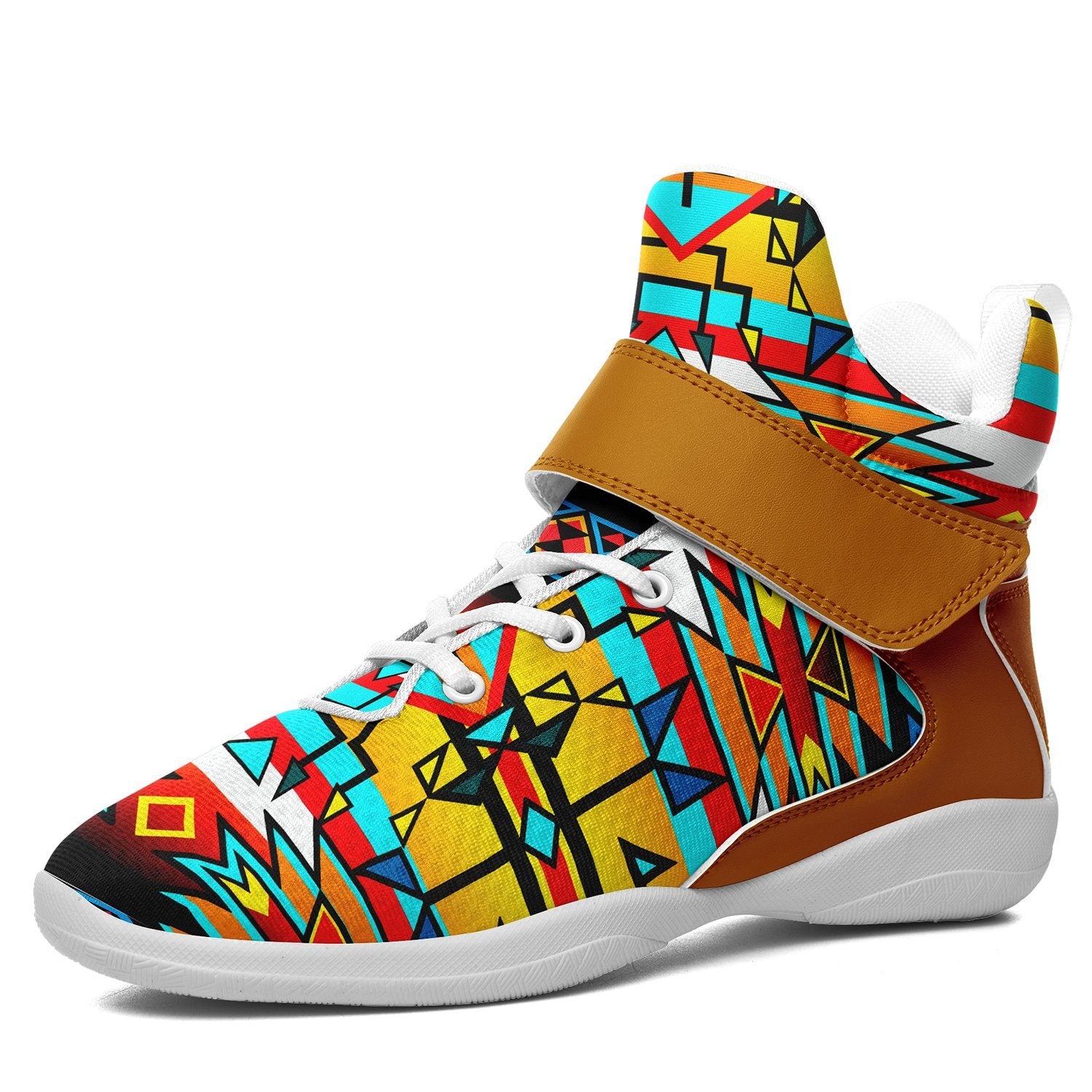 Force of Nature Twister Ipottaa Basketball / Sport High Top Shoes 49 Dzine US Women 4.5 / US Youth 3.5 / EUR 35 White Sole with Brown Strap