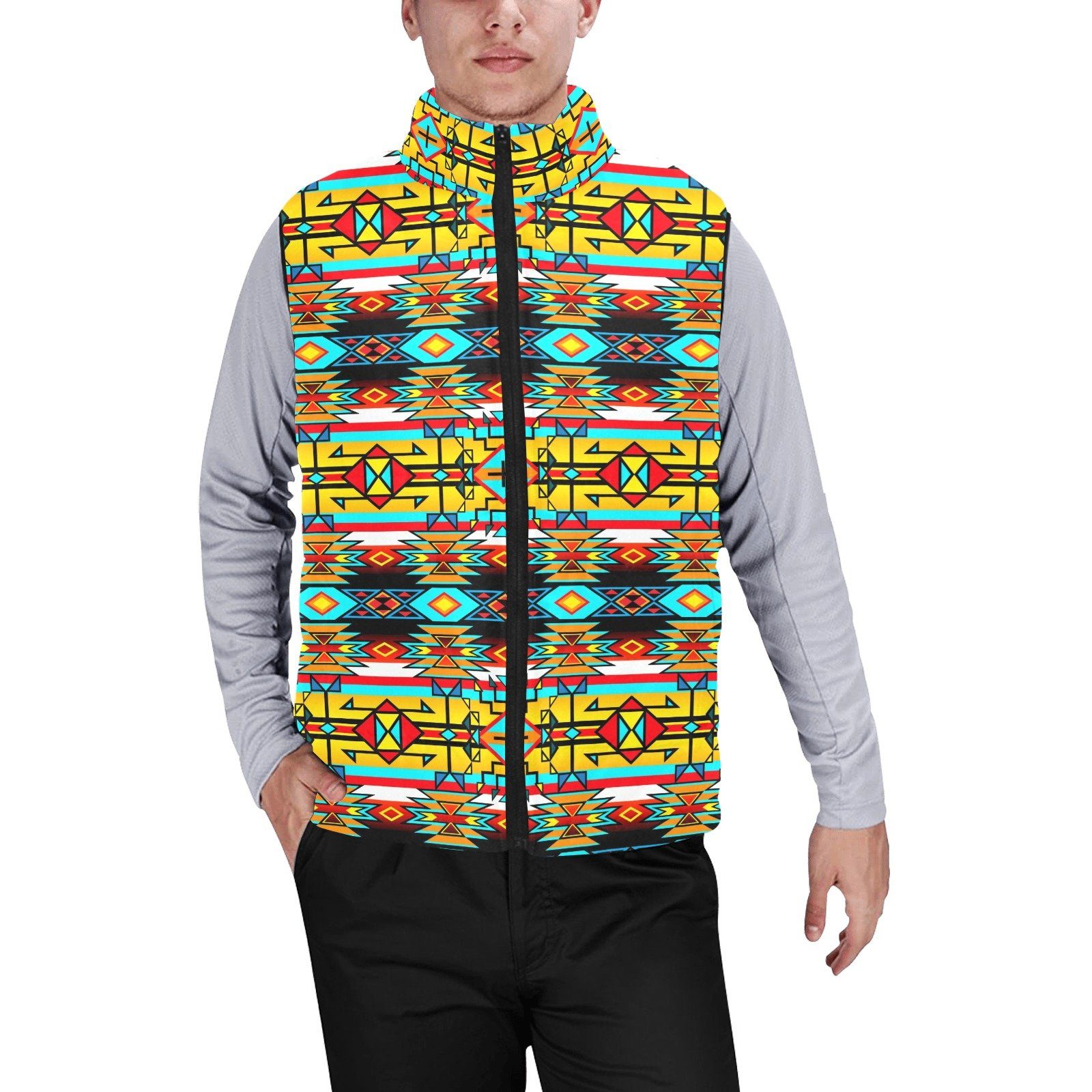 Force of Nature Twister Men's Padded Vest Jacket (Model H44) Men's Padded Vest Jacket (H44) e-joyer