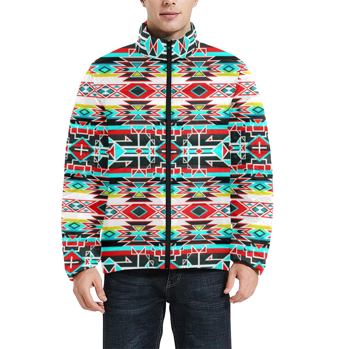Force of Nature Windstorm Men's Stand Collar Padded Jacket (Model H41) Men's Stand Collar Padded Jacket (H41) e-joyer