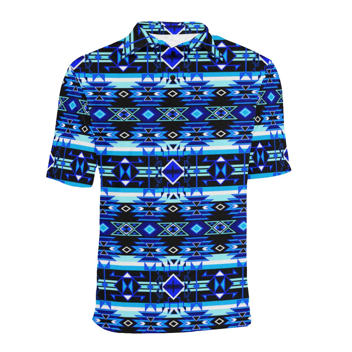 Force of Nature Winter Night Men's All Over Print Polo Shirt (Model T55) Men's Polo Shirt (Model T55) e-joyer
