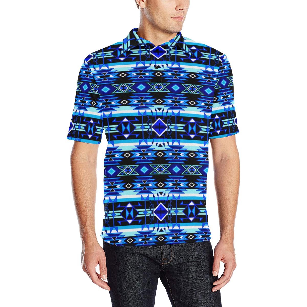Force of Nature Winter Night Men's All Over Print Polo Shirt (Model T55) Men's Polo Shirt (Model T55) e-joyer