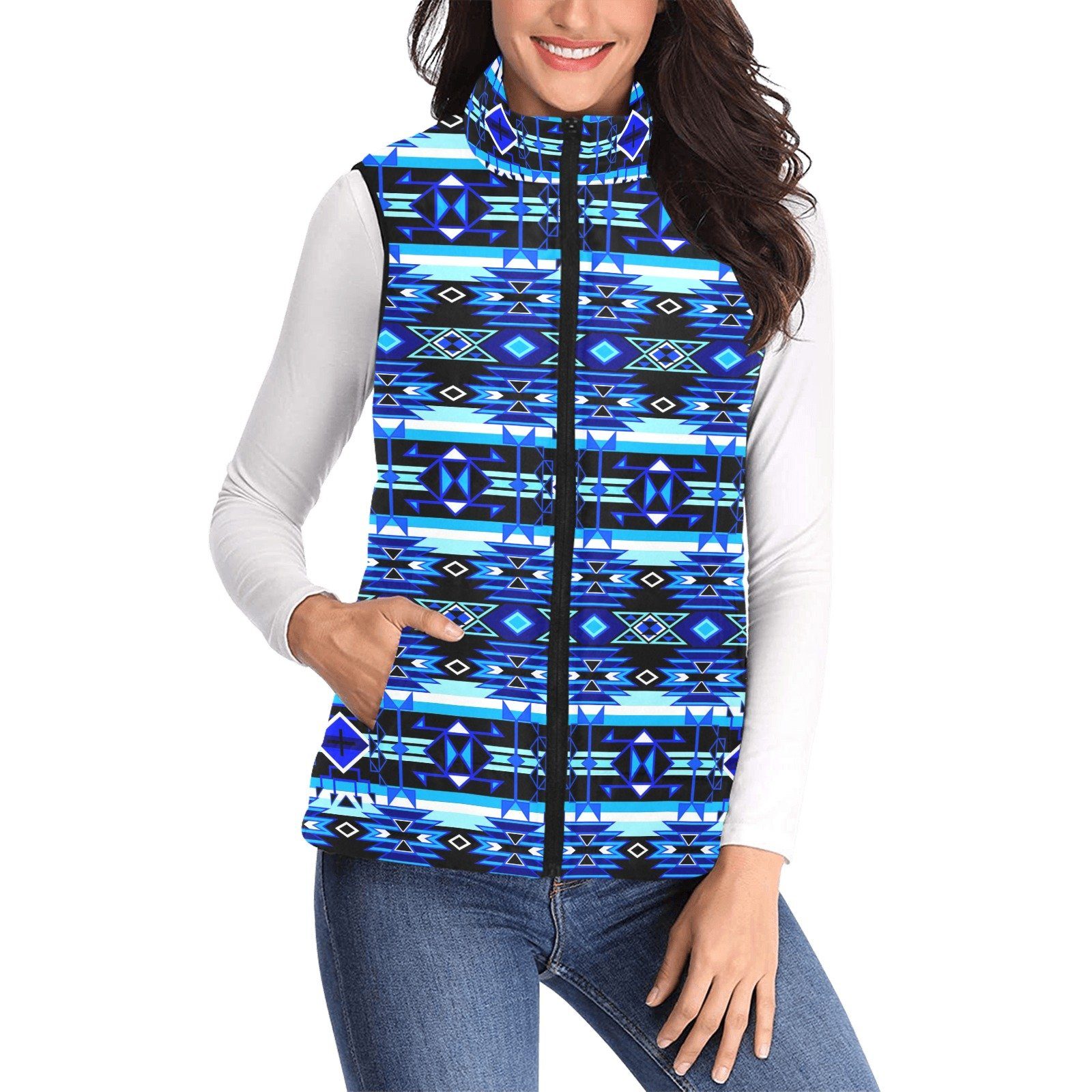 Force of Nature Winter Night Women's Padded Vest Jacket (Model H44) Women's Padded Vest Jacket (H44) e-joyer
