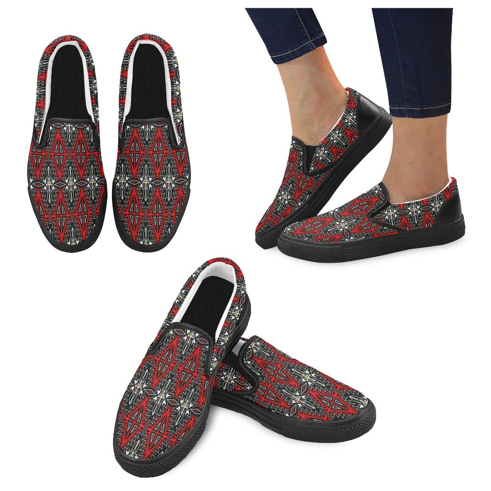 Four Directions Women's Unusual Slip-on Canvas Shoes (Model 019) Women's Unusual Slip-on Canvas Shoes (019) e-joyer