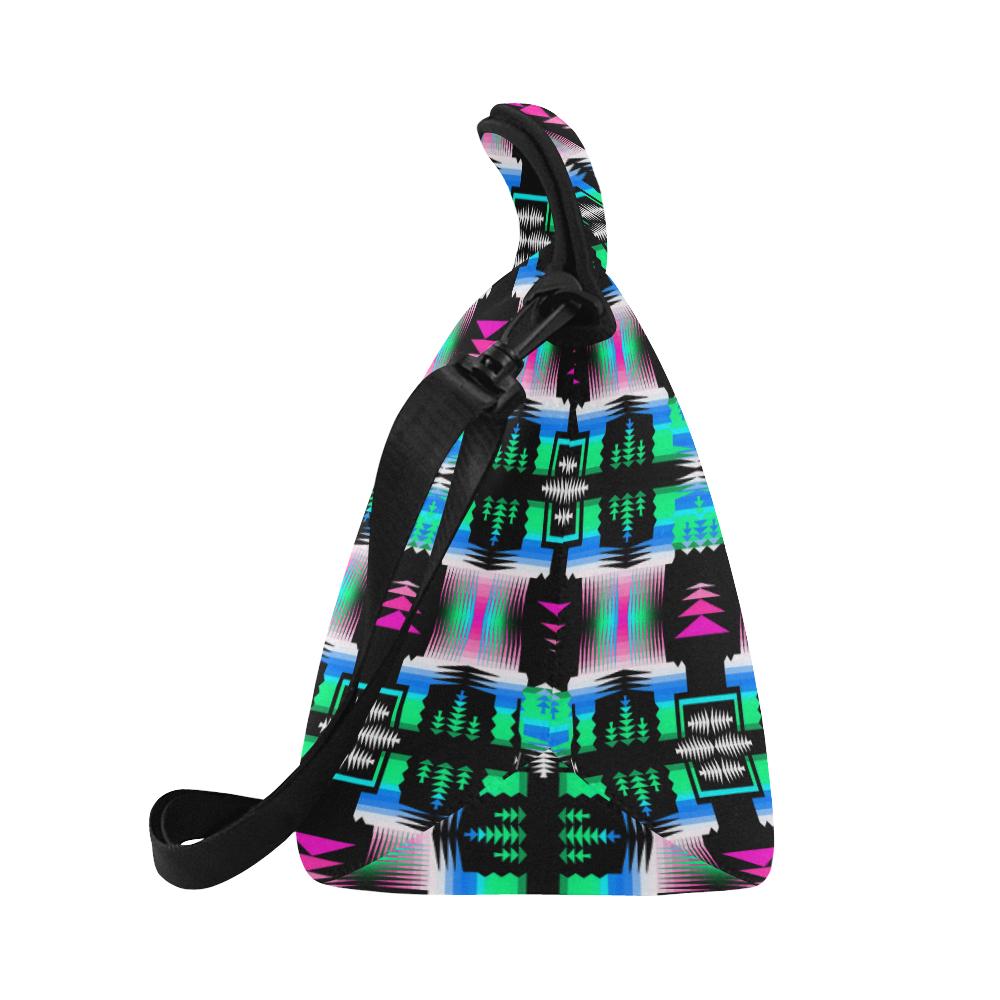 Fuschia Sky Sage Large Insulated Neoprene Lunch Bag That Replaces Your Purse (Model 1669) Neoprene Lunch Bag/Large (1669) e-joyer