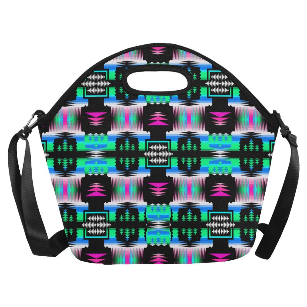Fuschia Sky Sage Large Insulated Neoprene Lunch Bag That Replaces Your Purse (Model 1669) Neoprene Lunch Bag/Large (1669) e-joyer