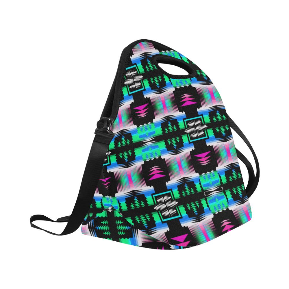 Fuschia Sky Sage Large Insulated Neoprene Lunch Bag That Replaces Your Purse (Model 1669) Neoprene Lunch Bag/Large (1669) e-joyer