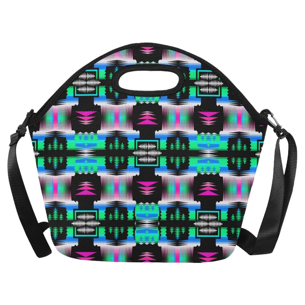 Fuschia Sky Sage Large Insulated Neoprene Lunch Bag That Replaces Your Purse (Model 1669) Neoprene Lunch Bag/Large (1669) e-joyer