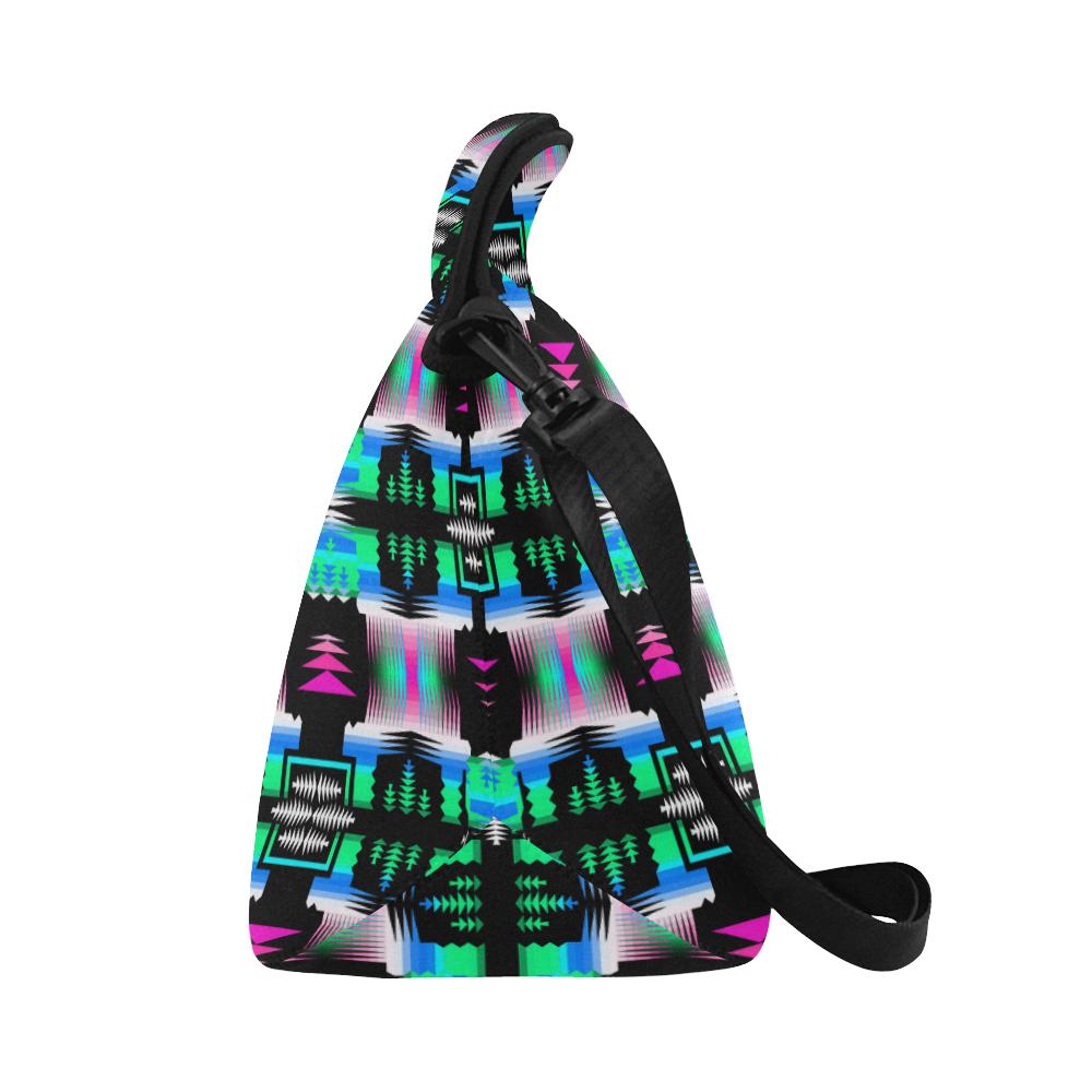 Fuschia Sky Sage Large Insulated Neoprene Lunch Bag That Replaces Your Purse (Model 1669) Neoprene Lunch Bag/Large (1669) e-joyer