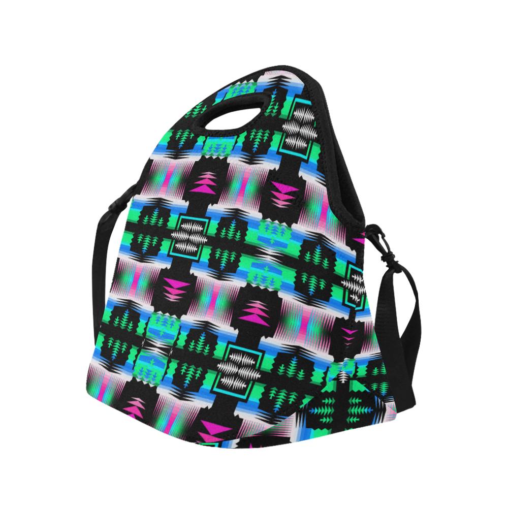 Fuschia Sky Sage Large Insulated Neoprene Lunch Bag That Replaces Your Purse (Model 1669) Neoprene Lunch Bag/Large (1669) e-joyer
