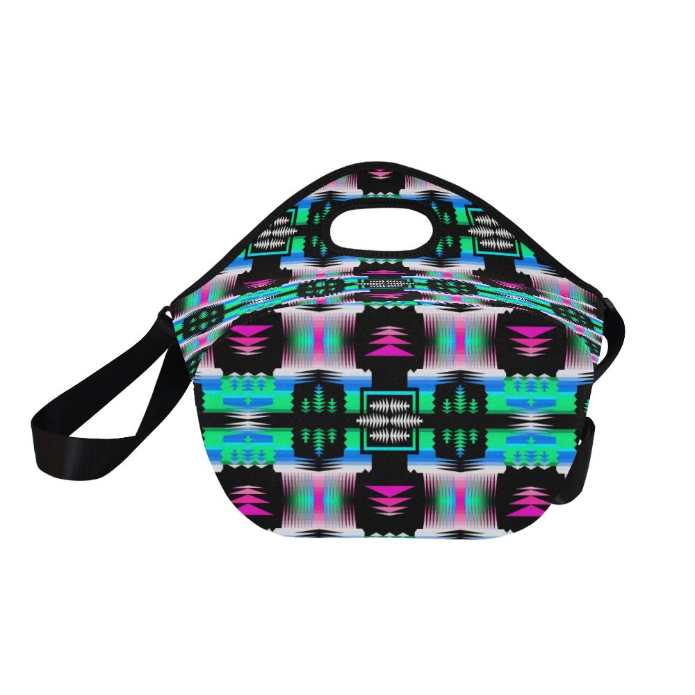 Fuschia Sky Sage Large Insulated Neoprene Lunch Bag That Replaces Your Purse (Model 1669) Neoprene Lunch Bag/Large (1669) e-joyer