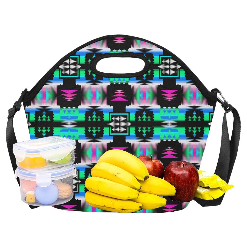 Fuschia Sky Sage Large Insulated Neoprene Lunch Bag That Replaces Your Purse (Model 1669) Neoprene Lunch Bag/Large (1669) e-joyer