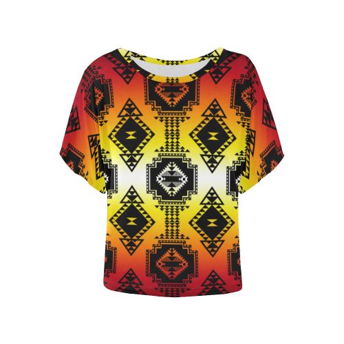 Gathering Fire Women's Batwing-Sleeved Blouse T shirt (Model T44) Women's Batwing-Sleeved Blouse T shirt (T44) e-joyer
