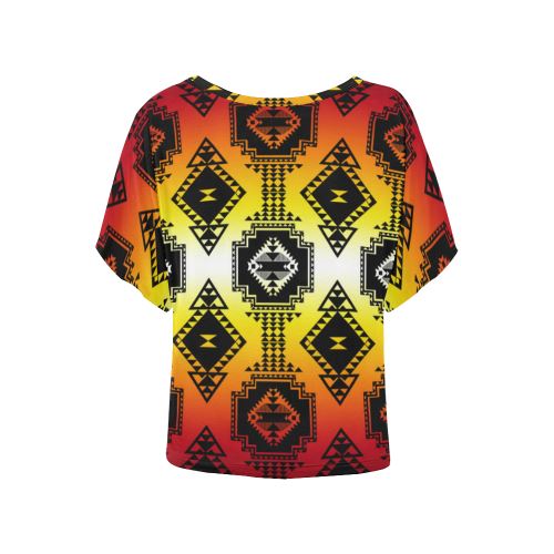 Gathering Fire Women's Batwing-Sleeved Blouse T shirt (Model T44) Women's Batwing-Sleeved Blouse T shirt (T44) e-joyer