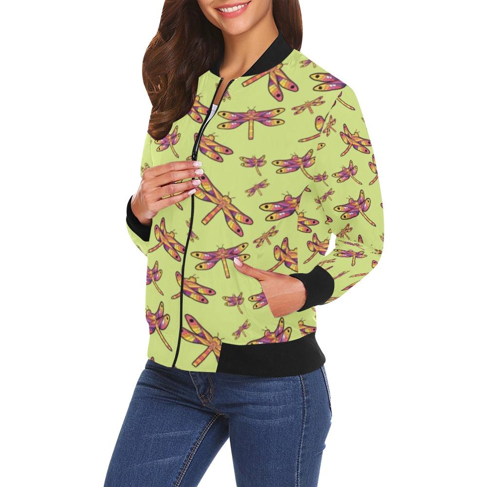 Gathering Lime All Over Print Bomber Jacket for Women (Model H19) Jacket e-joyer