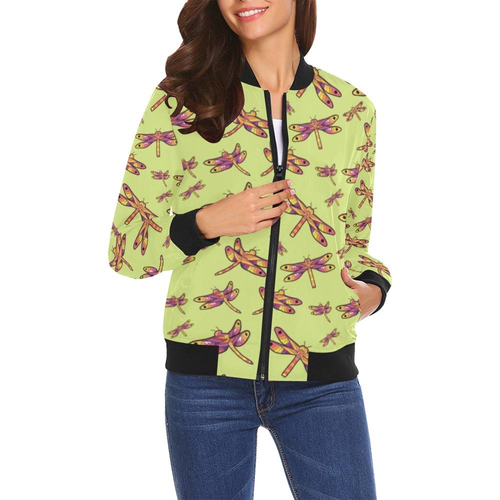 Gathering Lime All Over Print Bomber Jacket for Women (Model H19) Jacket e-joyer
