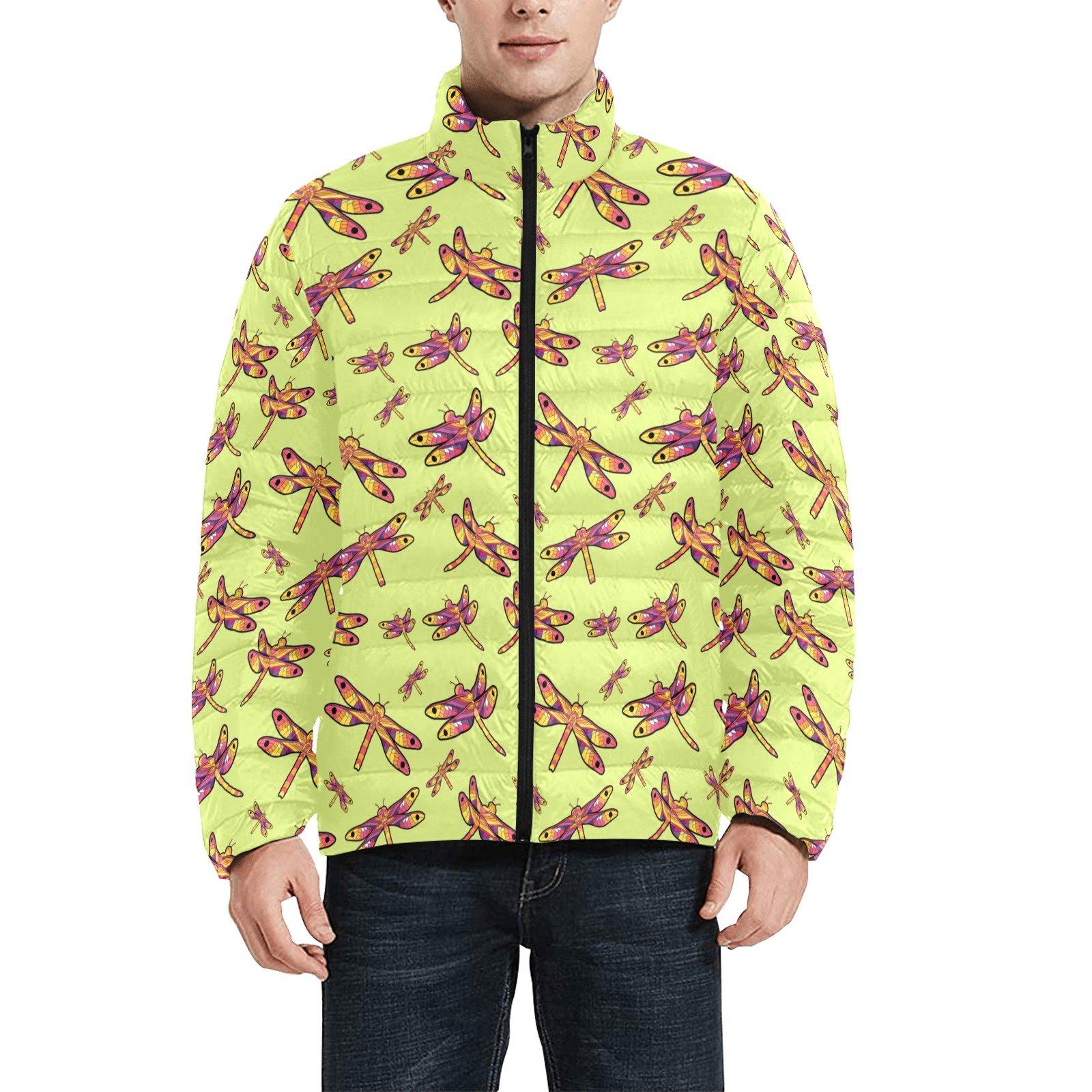 Gathering Lime Men's Stand Collar Padded Jacket (Model H41) Men's Stand Collar Padded Jacket (H41) e-joyer