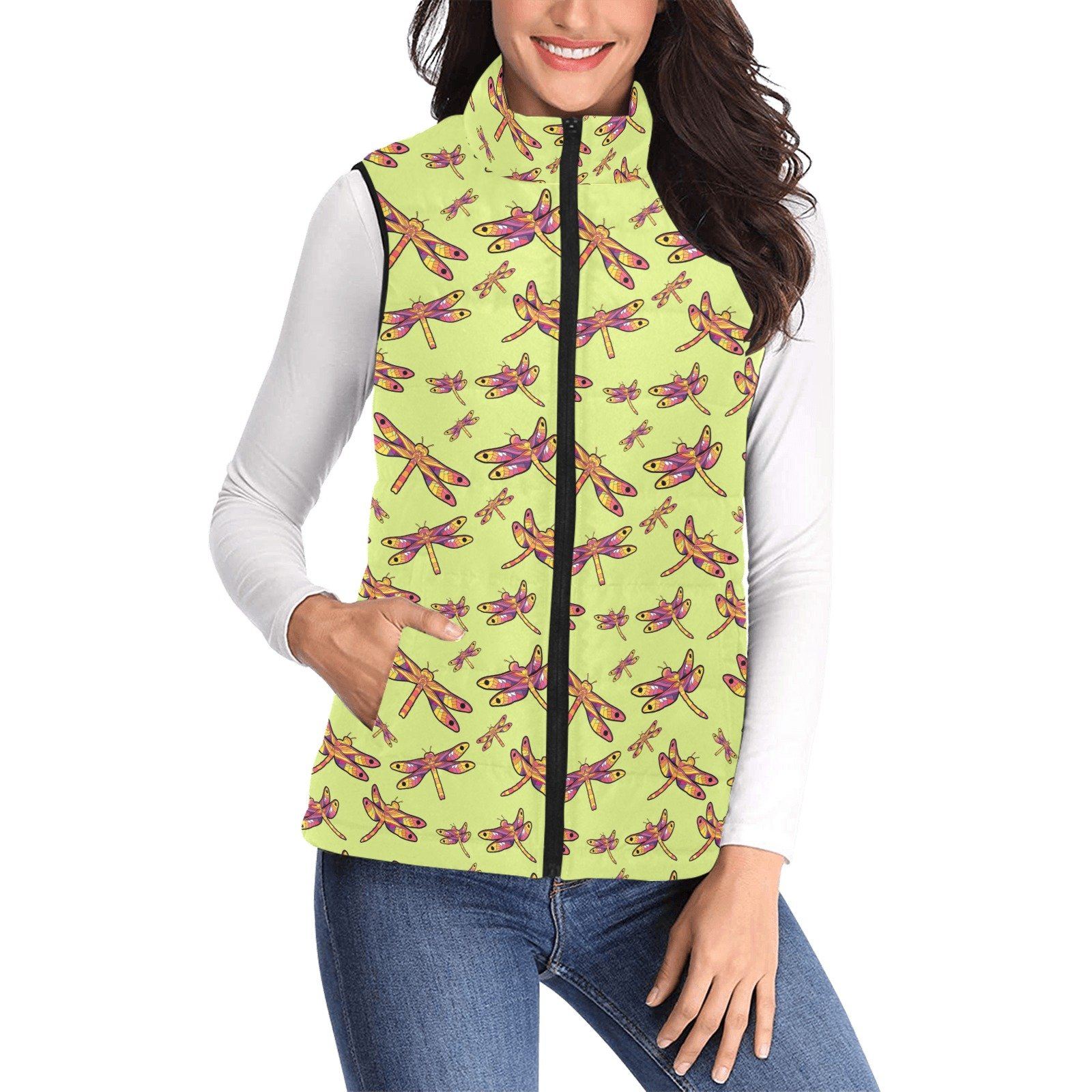 Gathering Lime Women's Padded Vest Jacket (Model H44) Women's Padded Vest Jacket (H44) e-joyer