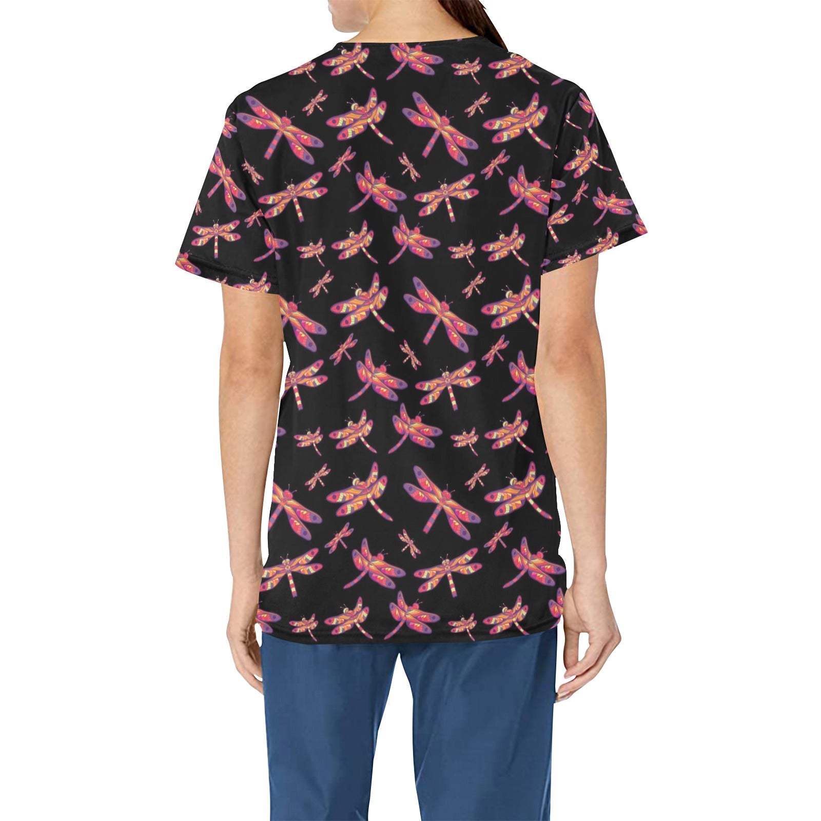 Gathering Noir All Over Print Scrub Top Scrub Top e-joyer